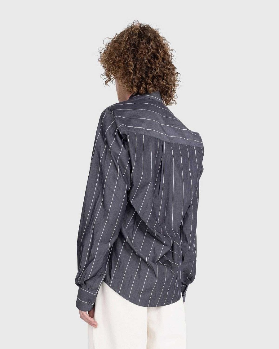 Skjorter | Martine Rose Pulled Neck Shirt Gra/Hvid