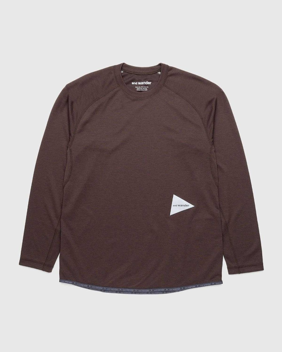 T-Shirts | And Wander Power Dry Raglan Langaermet T-Shirt Brun