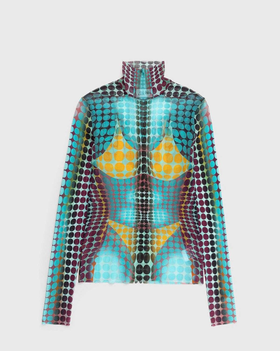 Strik | Jean Paul Gaultier Hojhalset Langaermet Top Bla