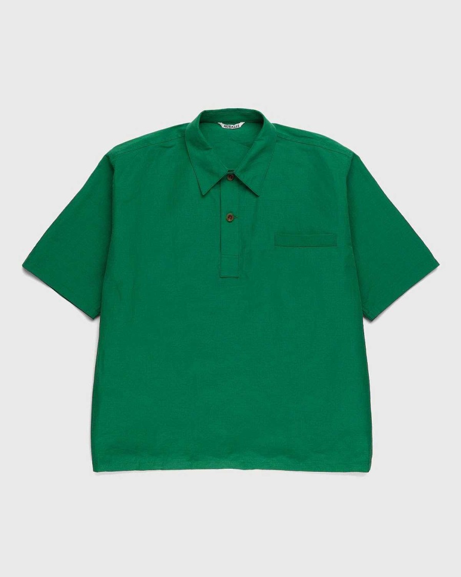 T-Shirts | Auralee High Density Finx Linen Weather Shirt Gron