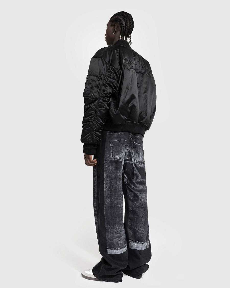 Overtoj | Jean Paul Gaultier Oversized Satin Bomberjakke Sort/Gra