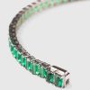 Smykker | Hatton Labs Emerald Cut Tennis Armband Solv/Smaragd