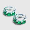 Smykker | Hatton Labs Emerald Cut Eternity Hoop Oreringe Solv/Smaragd