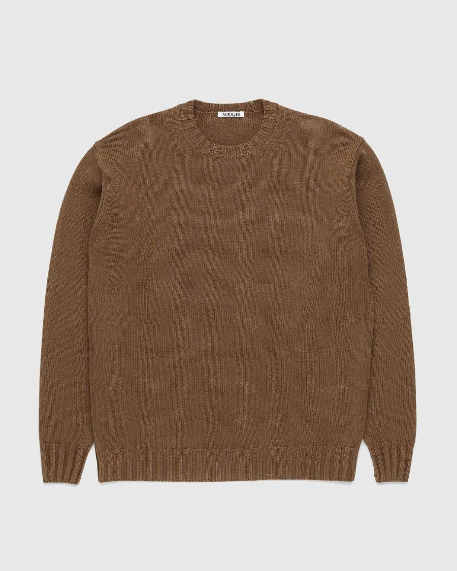 Strik | Auralee Vasket Fransk Merino Strik Crewneck Brun