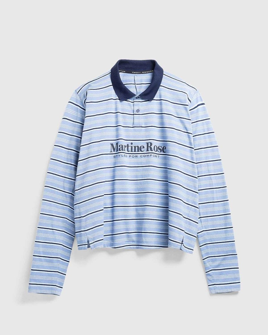 Skjorter | Martine Rose Langaermet Pulled Neck Polo Blue Stripe