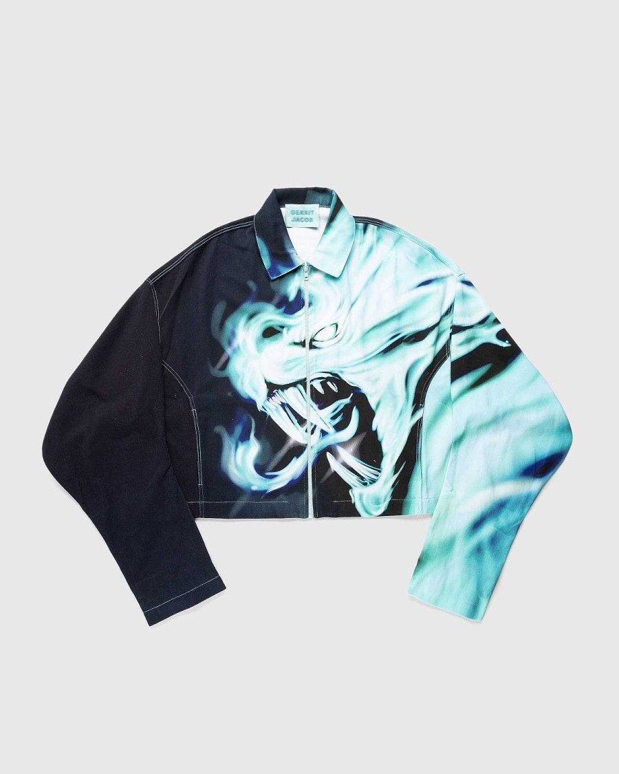 Overtoj | Gerrit Jacob Printet Denimjakke Mint
