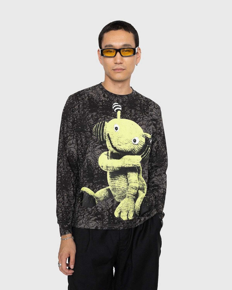 T-Shirts | Gentle Fullness Genbrugt Bomuld Alien Puppet Langaermet Tee Washed Black