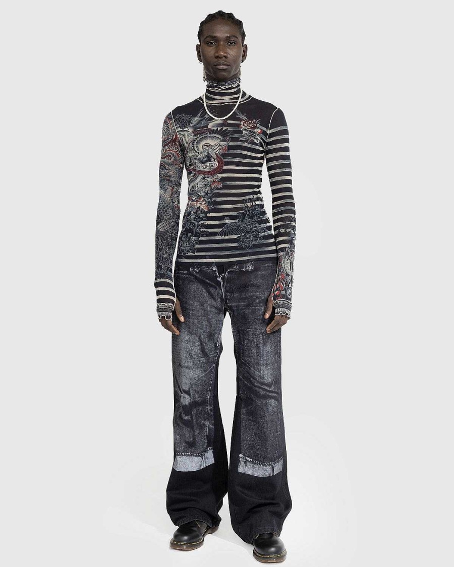 Bukser | Jean Paul Gaultier Denim Trompe L'Oeil Jeans Sort/Gra