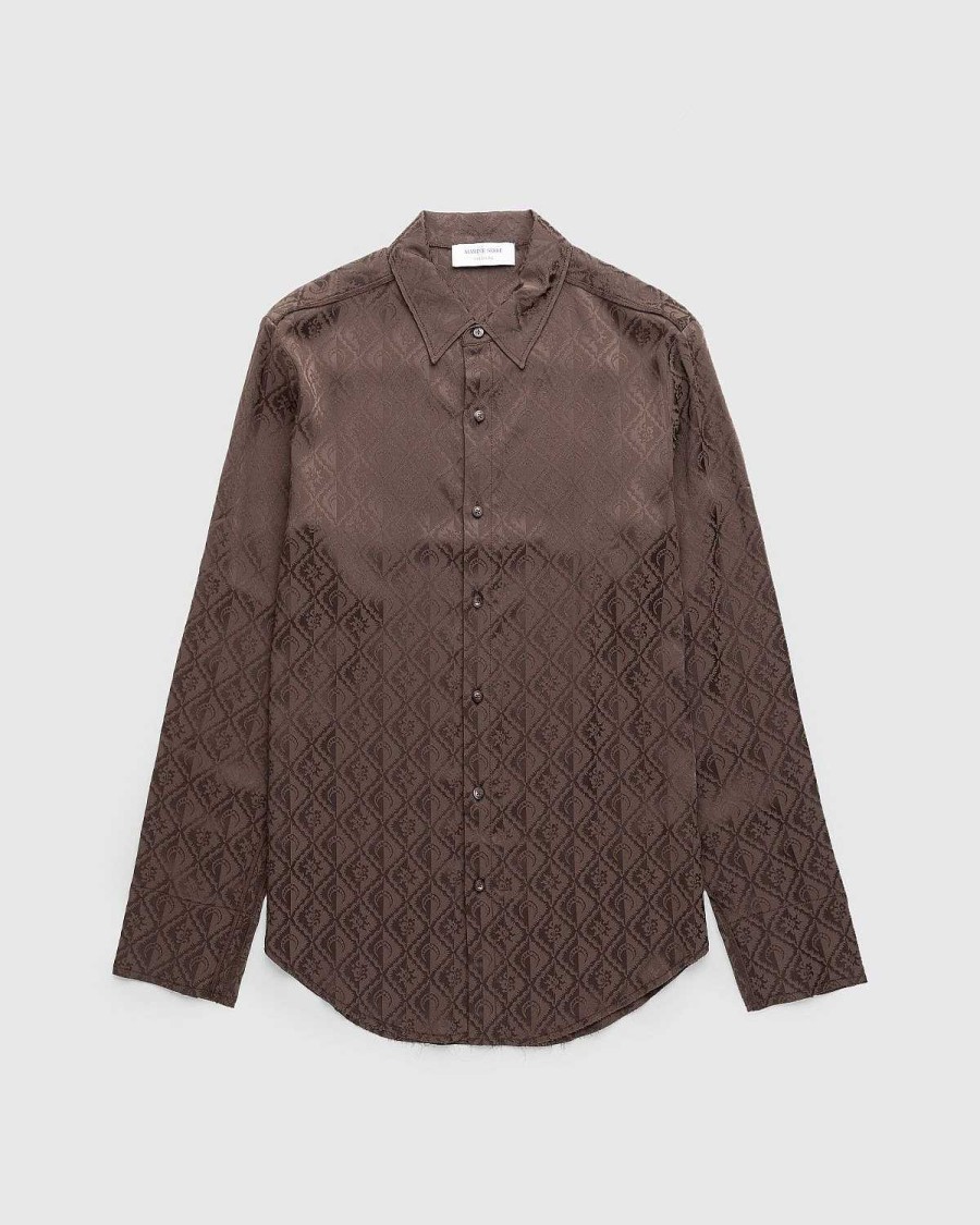 Skjorter | Marine Serre Moon Diamant Satin Jacquard Bluse Brun