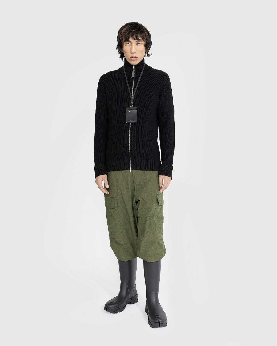 Strik | Maison Margiela Strik Cardigan Med Lynlas, Sort