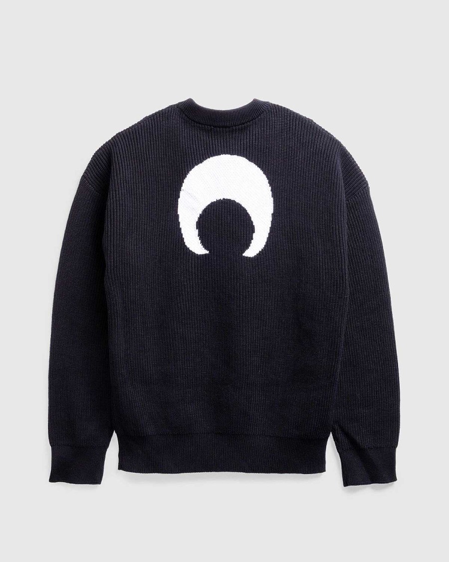 Strik | Marine Serre Core Knit Crewneck Pullover Sort