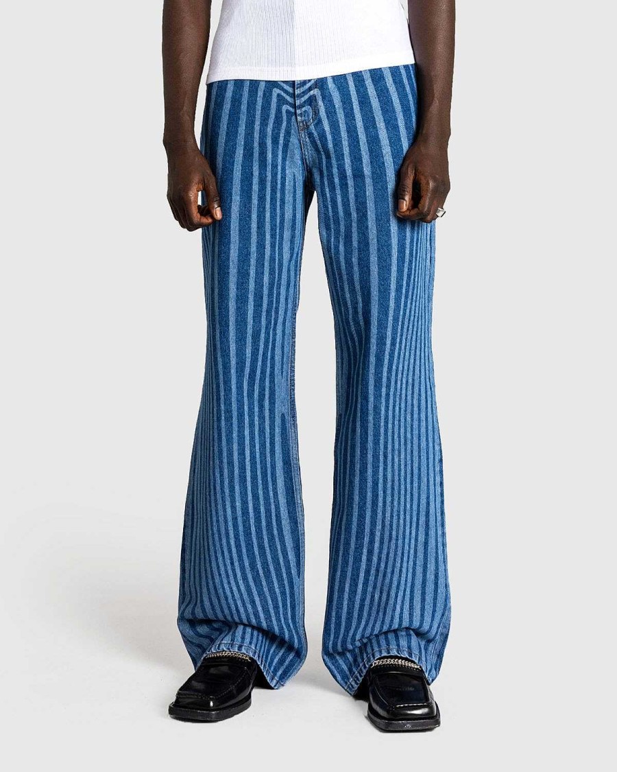 Bukser | Jean Paul Gaultier Denimbukser Med Laserprint Vintage Bla