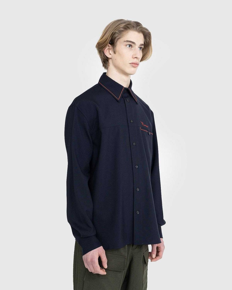 Skjorter | Marni Broderet Virgin Wool Shirt Bla