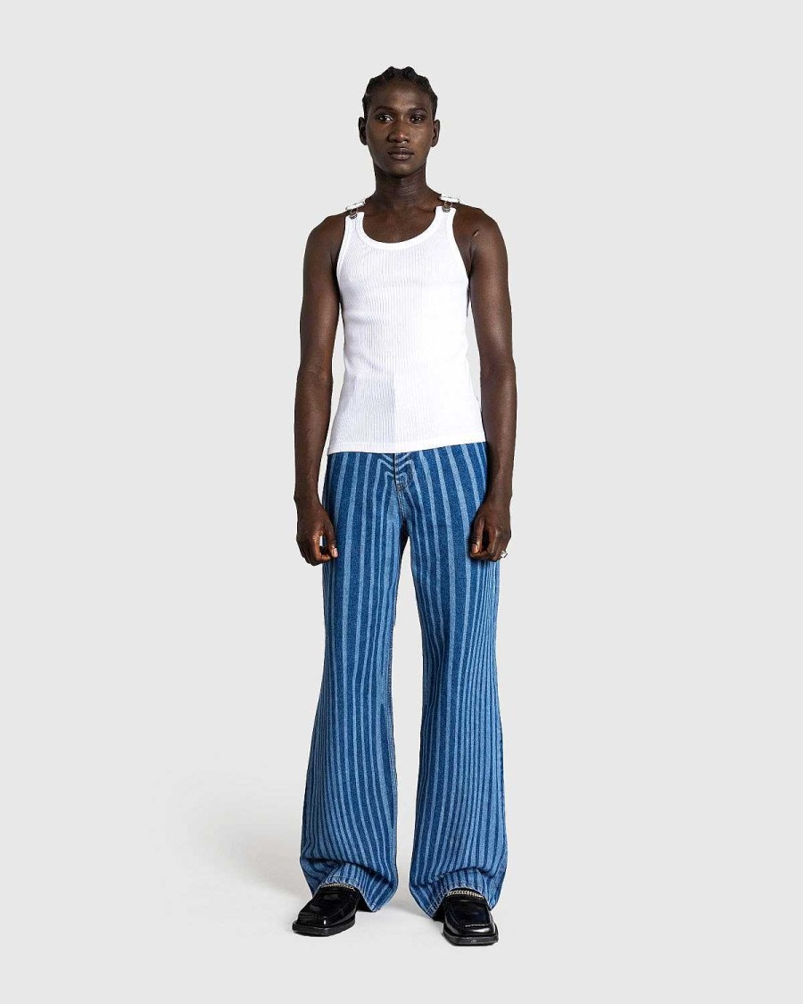 Bukser | Jean Paul Gaultier Denimbukser Med Laserprint Vintage Bla