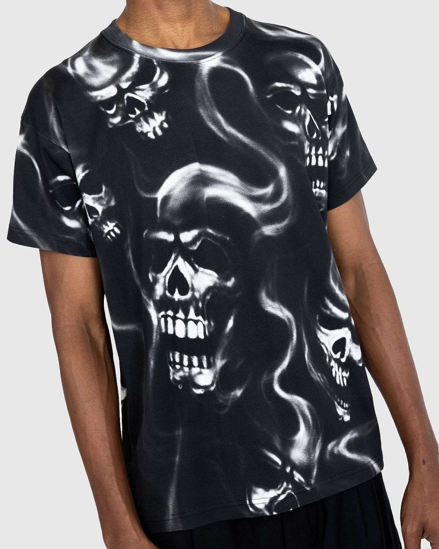 T-Shirts | Stockholm Surfboard Club Alko Airbrush Skull T-Shirt Sort