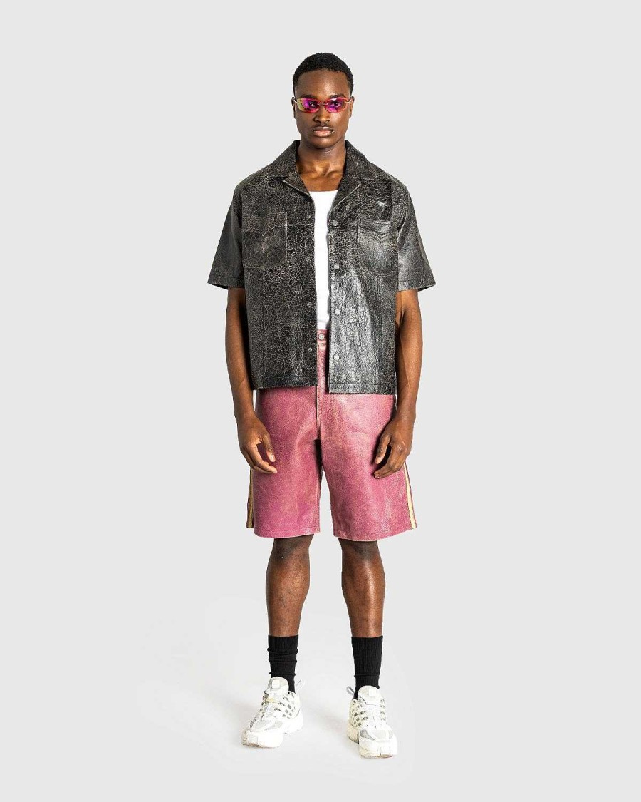 Shorts | Guess USA Crackle Leather Short Distressed Damson Multi