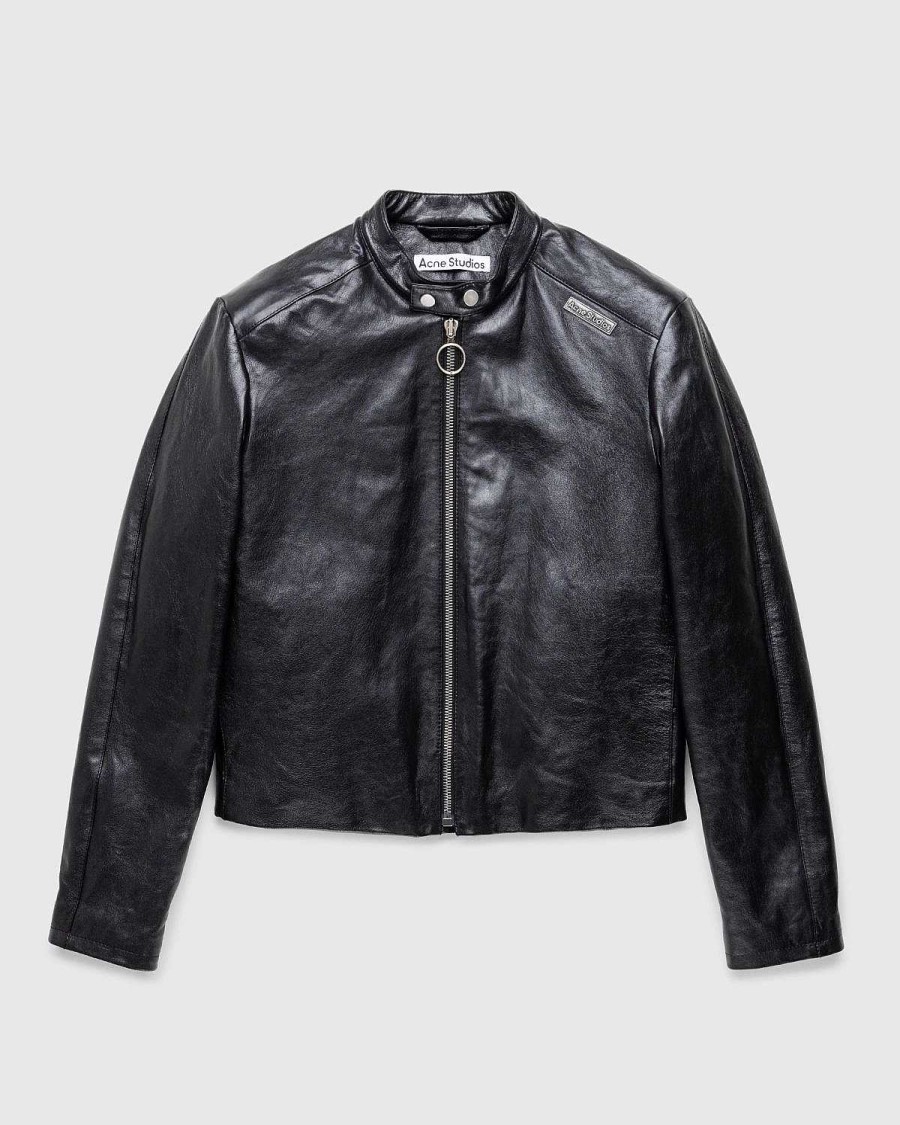 Overtoj | Acne Studios Sort Laederjakke