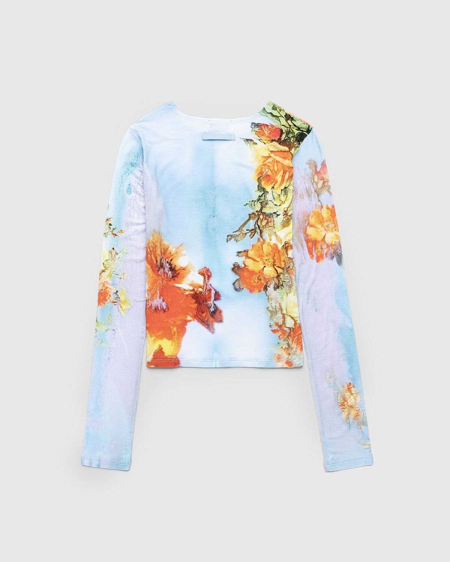 T-Shirts | Jean Paul Gaultier Body Flower-Print Mesh Top Bla