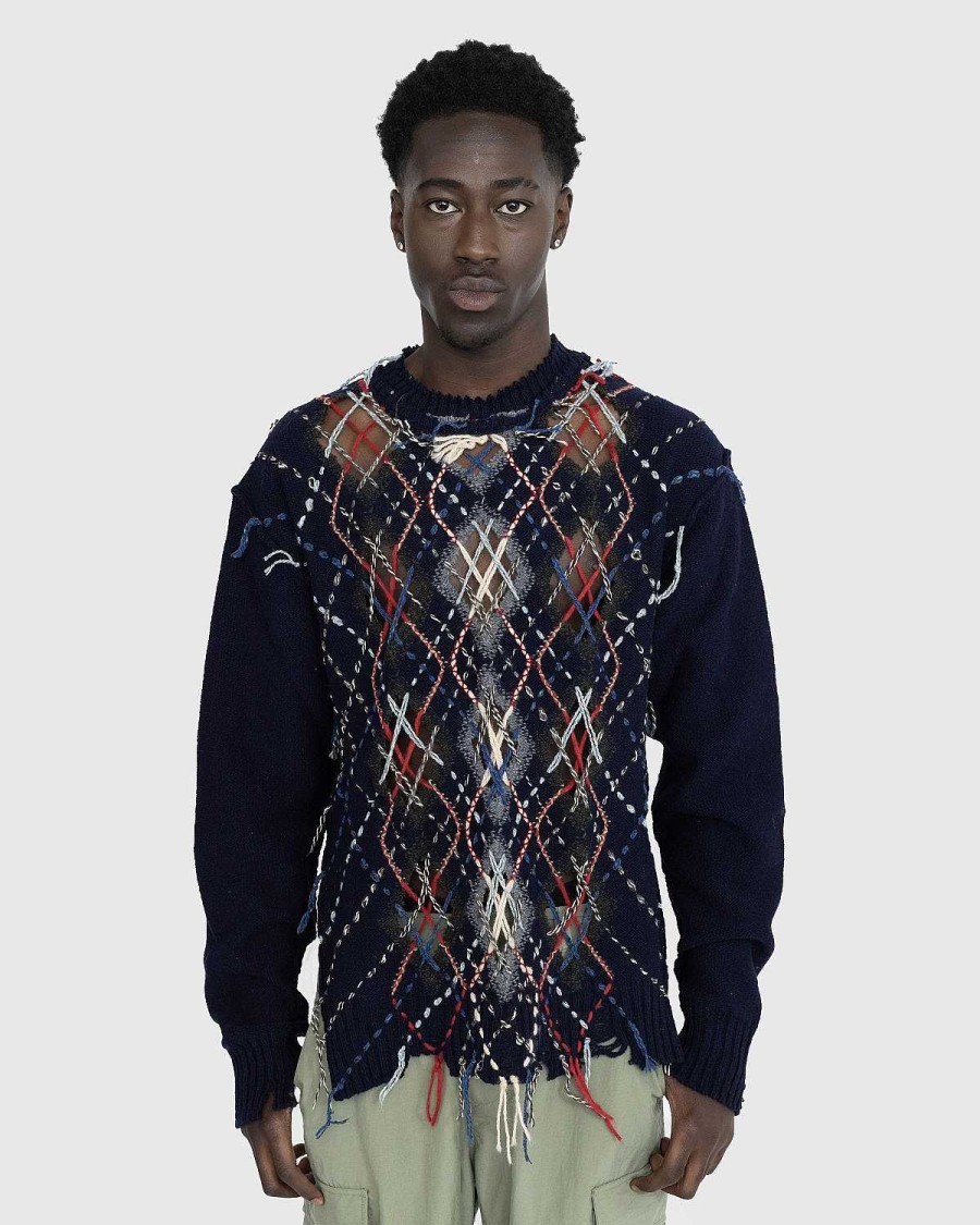 Strik | Maison Margiela Distressed Wool Crewneck Sweater Multi