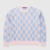 Strik | Acne Studios Jacquard Crew Neck Jumper Falmet Pink Melange/Lysebla