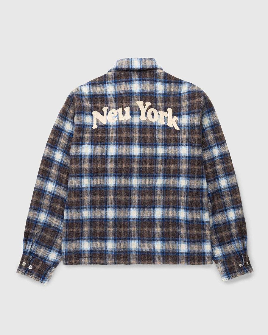 Skjorter | Highsnobiety Neu York Shaggy Wool Plaid Zip Shirt Brun
