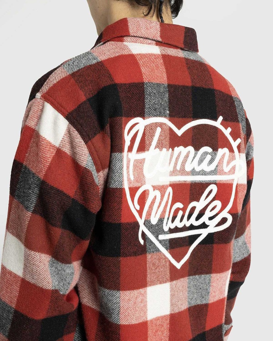 Skjorter | Human Made Uld Beaver Block Ternet Skjorte Rod