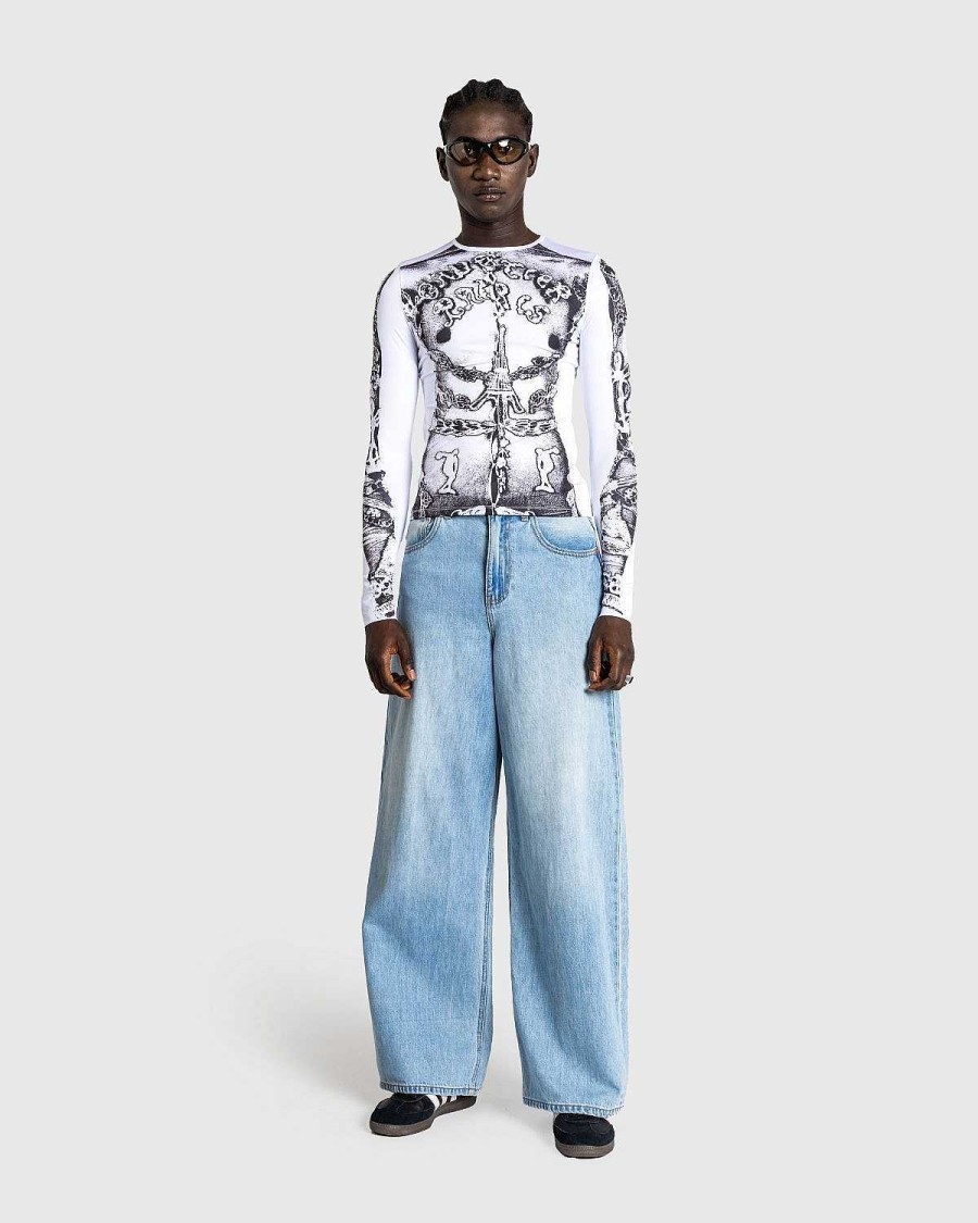 T-Shirts | Jean Paul Gaultier Langaermet Gaultier Paris Top Hvid/Sort