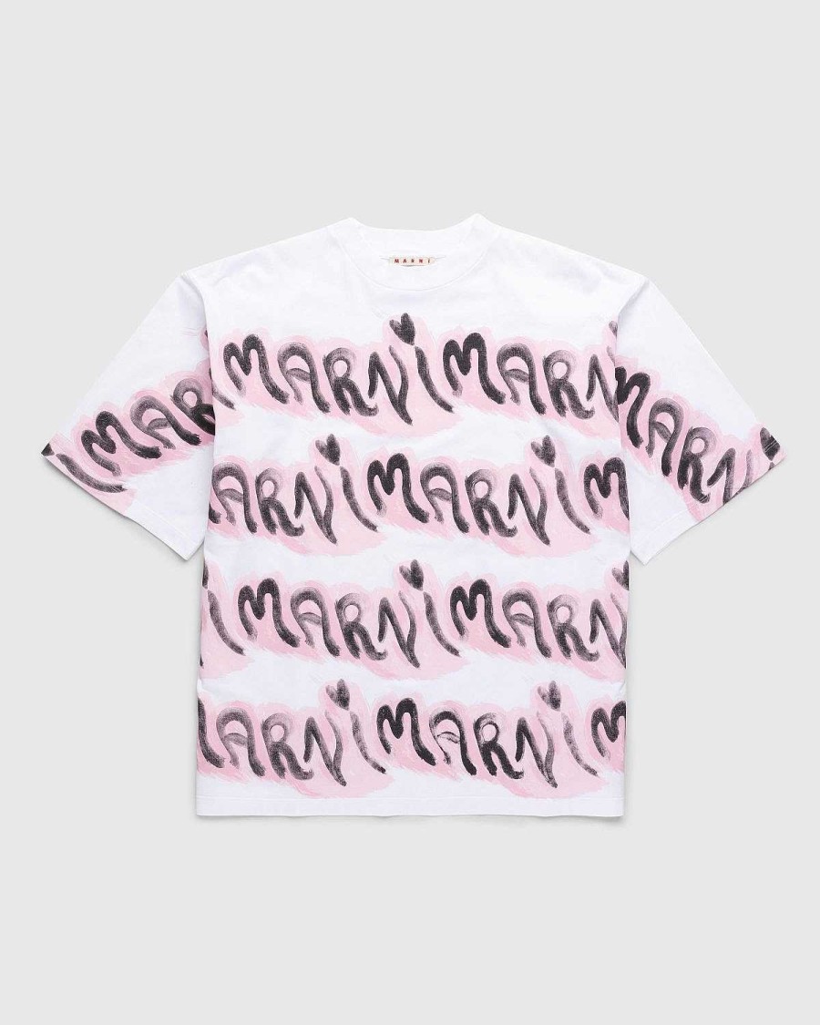 T-Shirts | Marni Logo Stripe T-Shirt Lily White
