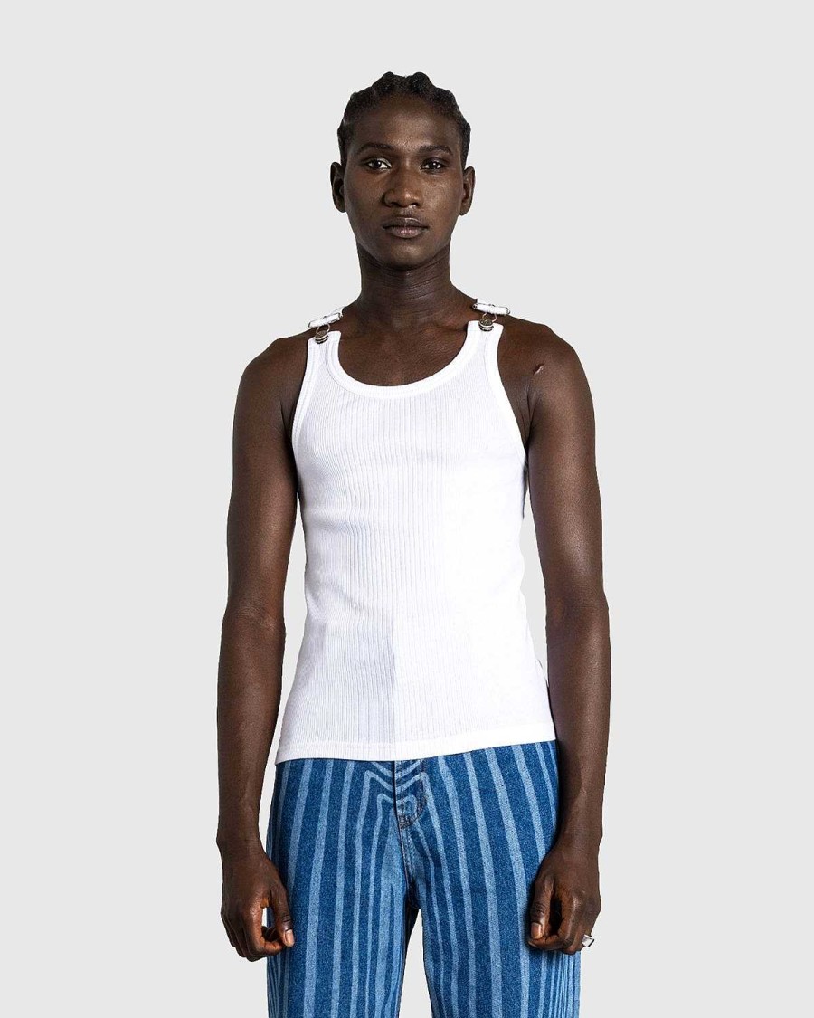 T-Shirts | Jean Paul Gaultier Ribbet Tank Top Med Overall Spaender Hvid