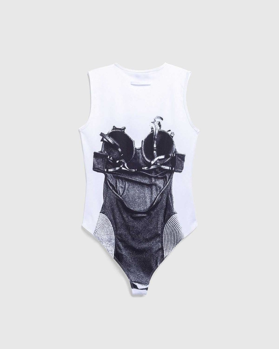 T-Shirts | Jean Paul Gaultier Jersey Body Printet Madonna Corset Trompe L'Oeil Hvid/Sort