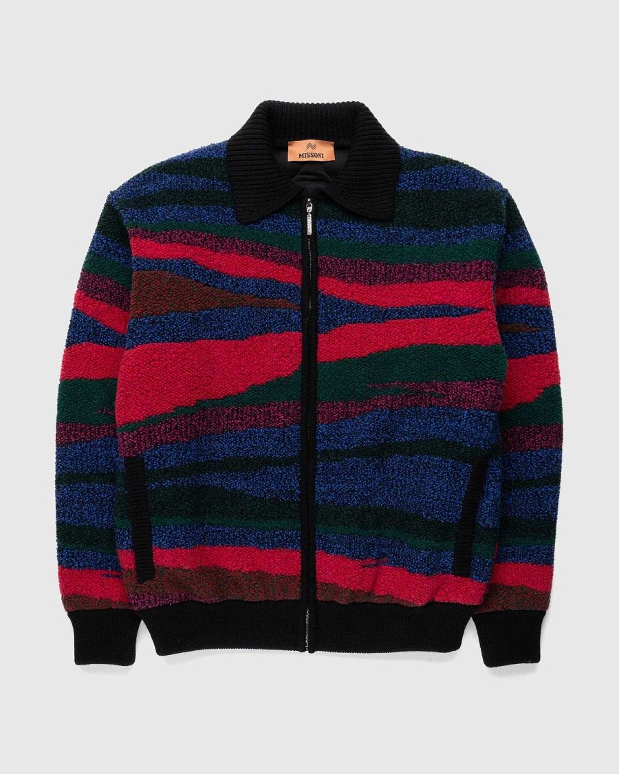 Overtoj | Missoni Uld Bomberjakke Sort/Rod