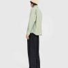 Skjorter | Acne Studios Stripe Button-Up Skjorte Lys Gron/Morkegron