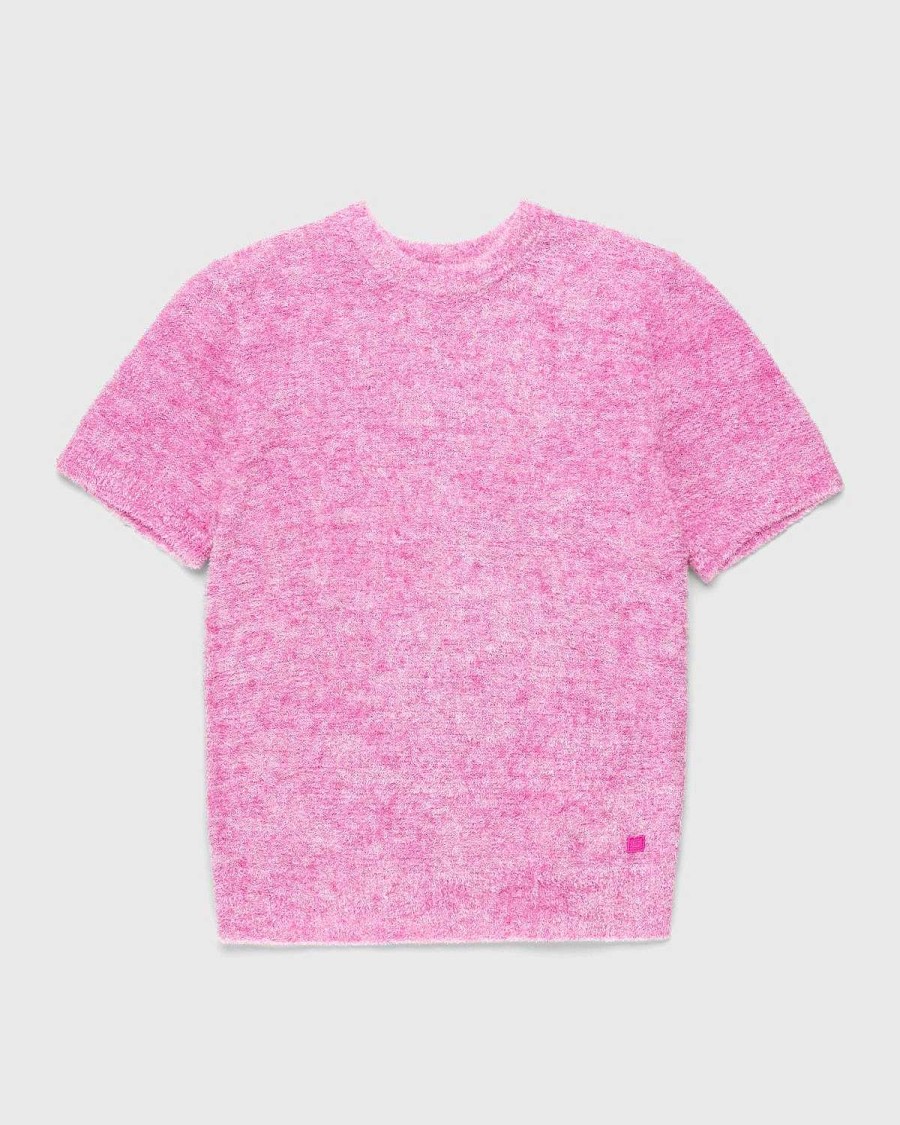 Strik | Acne Studios Kortaermet Crewneck Sweater Pink
