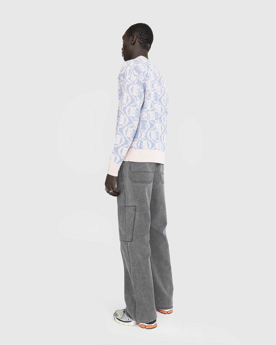 Strik | Acne Studios Jacquard Crew Neck Jumper Falmet Pink Melange/Lysebla