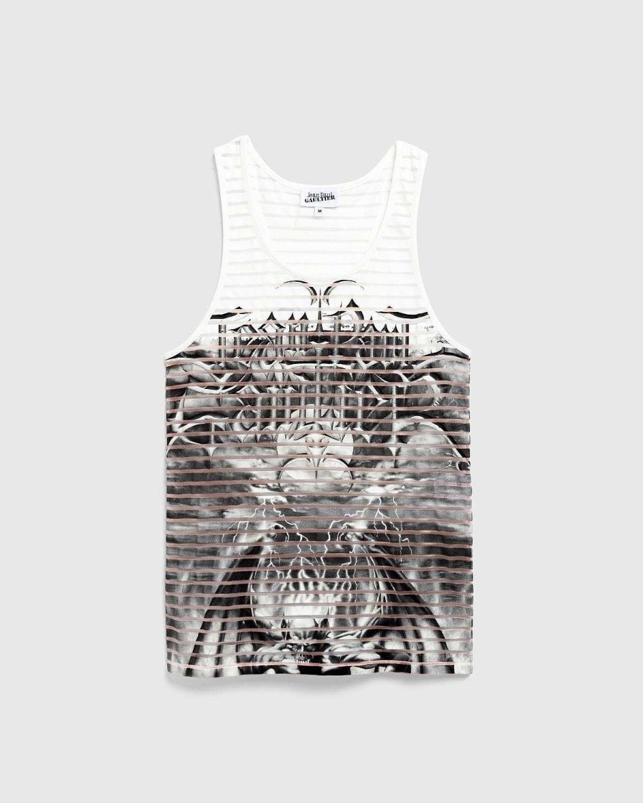 T-Shirts | Jean Paul Gaultier Jersey Tank Top Printet Diablo Hvid/Sort