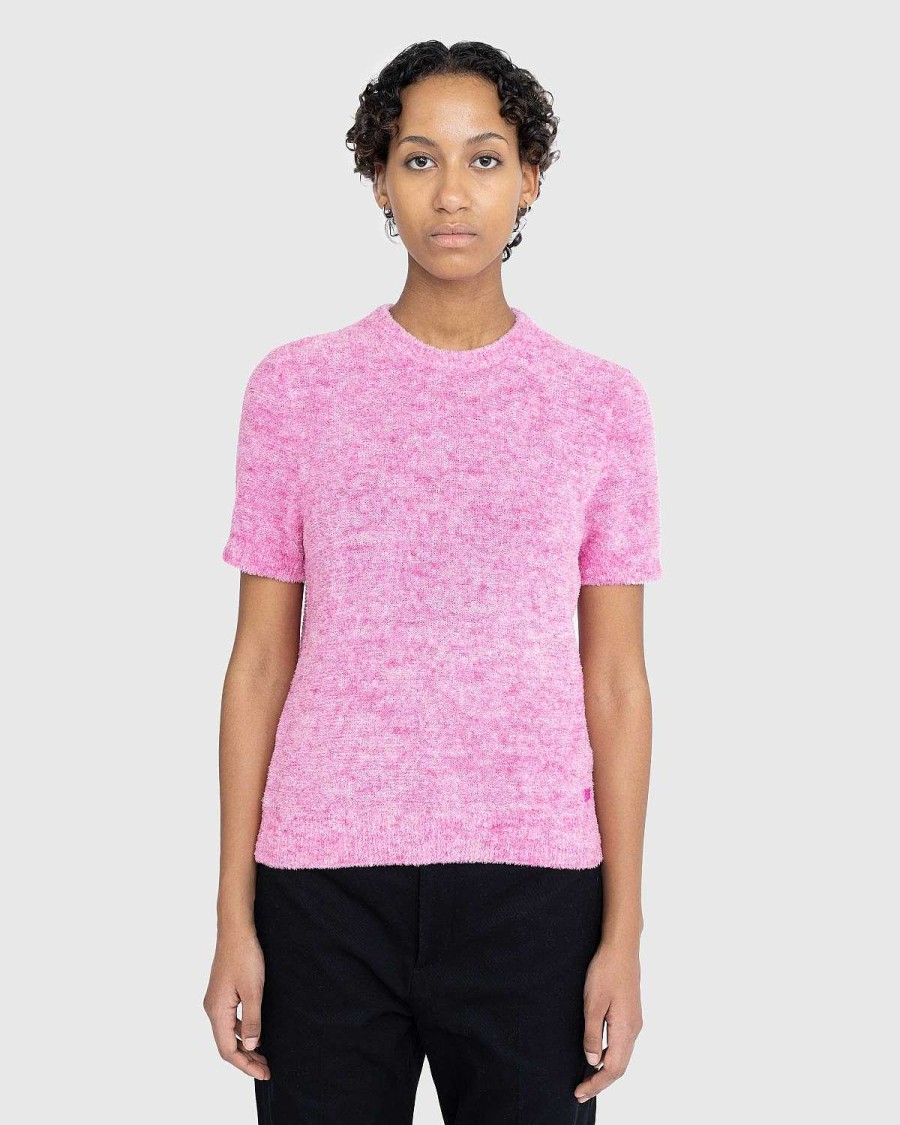 Strik | Acne Studios Kortaermet Crewneck Sweater Pink