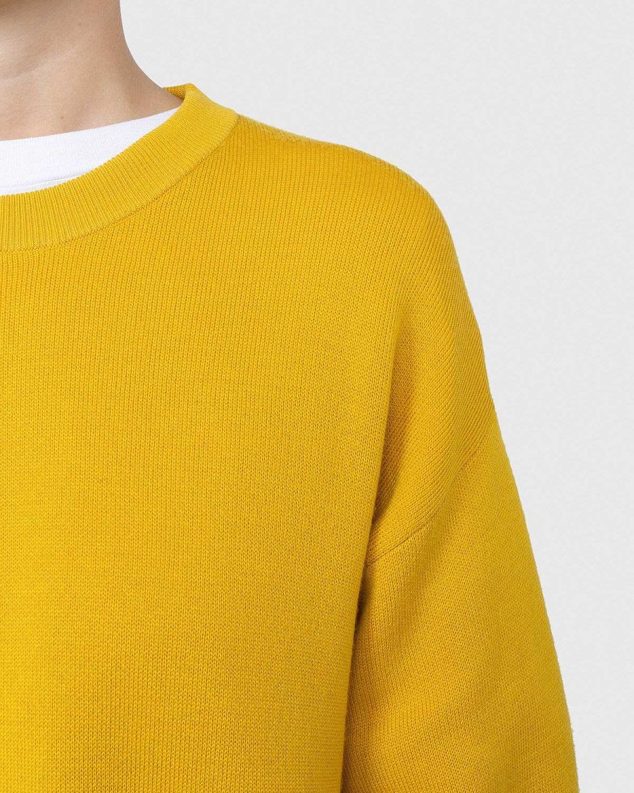 Strik | Acne Studios Merinould Sweater Med Rund Hals, Gul