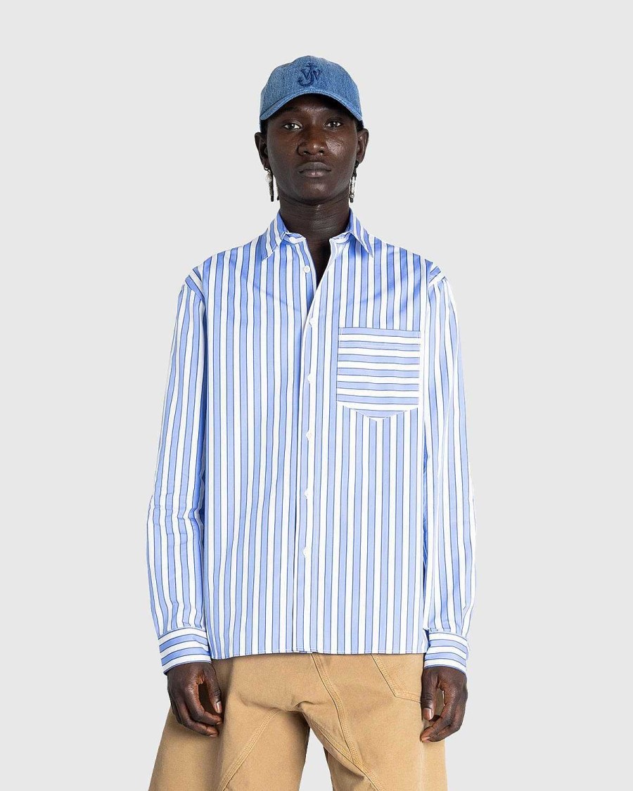 Skjorter | J.W. Anderson Classic Fit Patchwork Skjorte Bla/Hvid